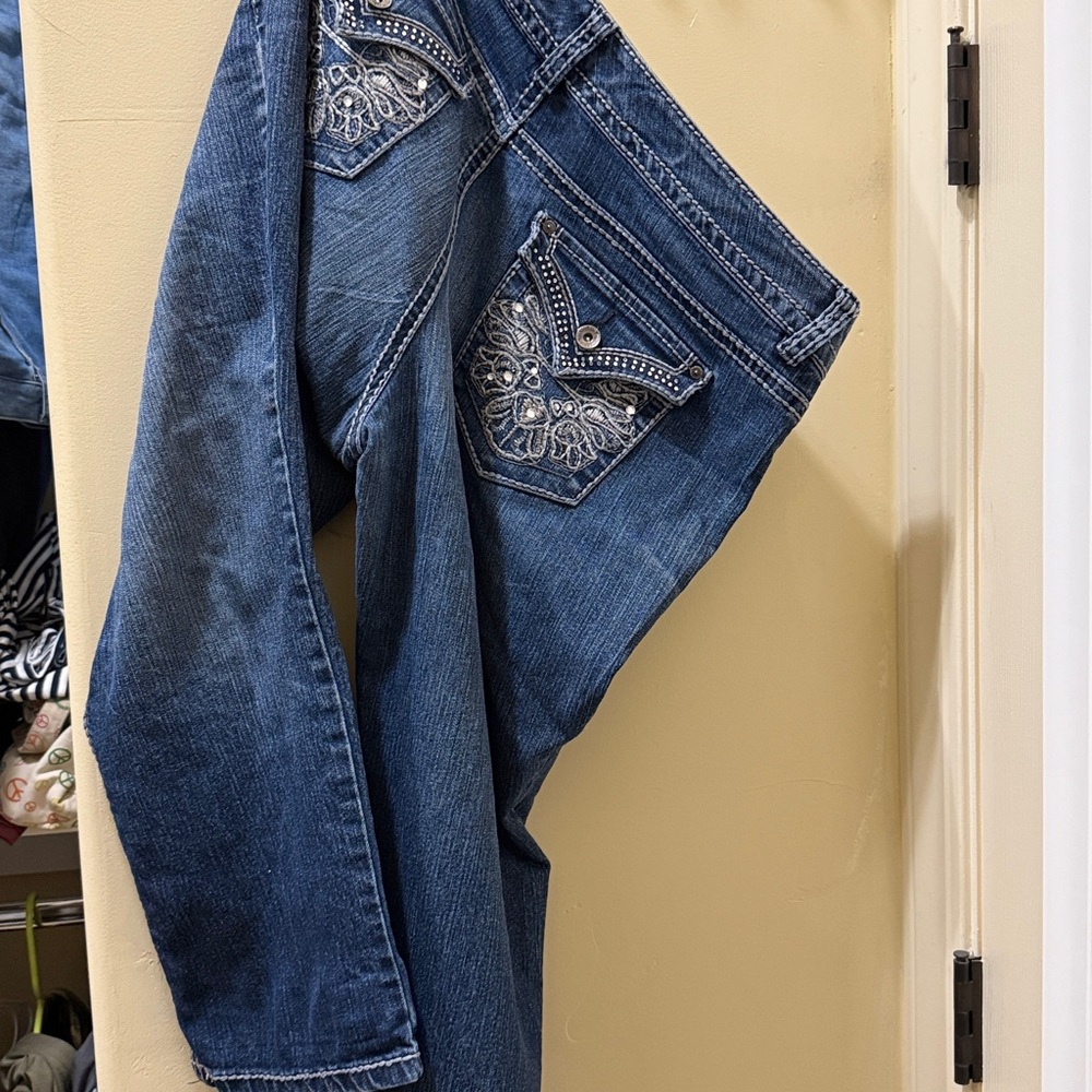 Nine West Blue Cropped Jeans with Embellished Pockets